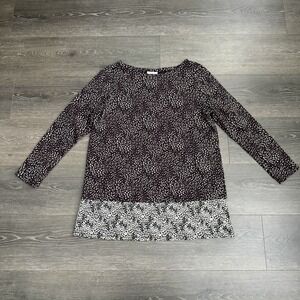 J Jill Women Top Tunic Blouse Shirt Size MP Petite Boat Neck Long Sleeve NWT